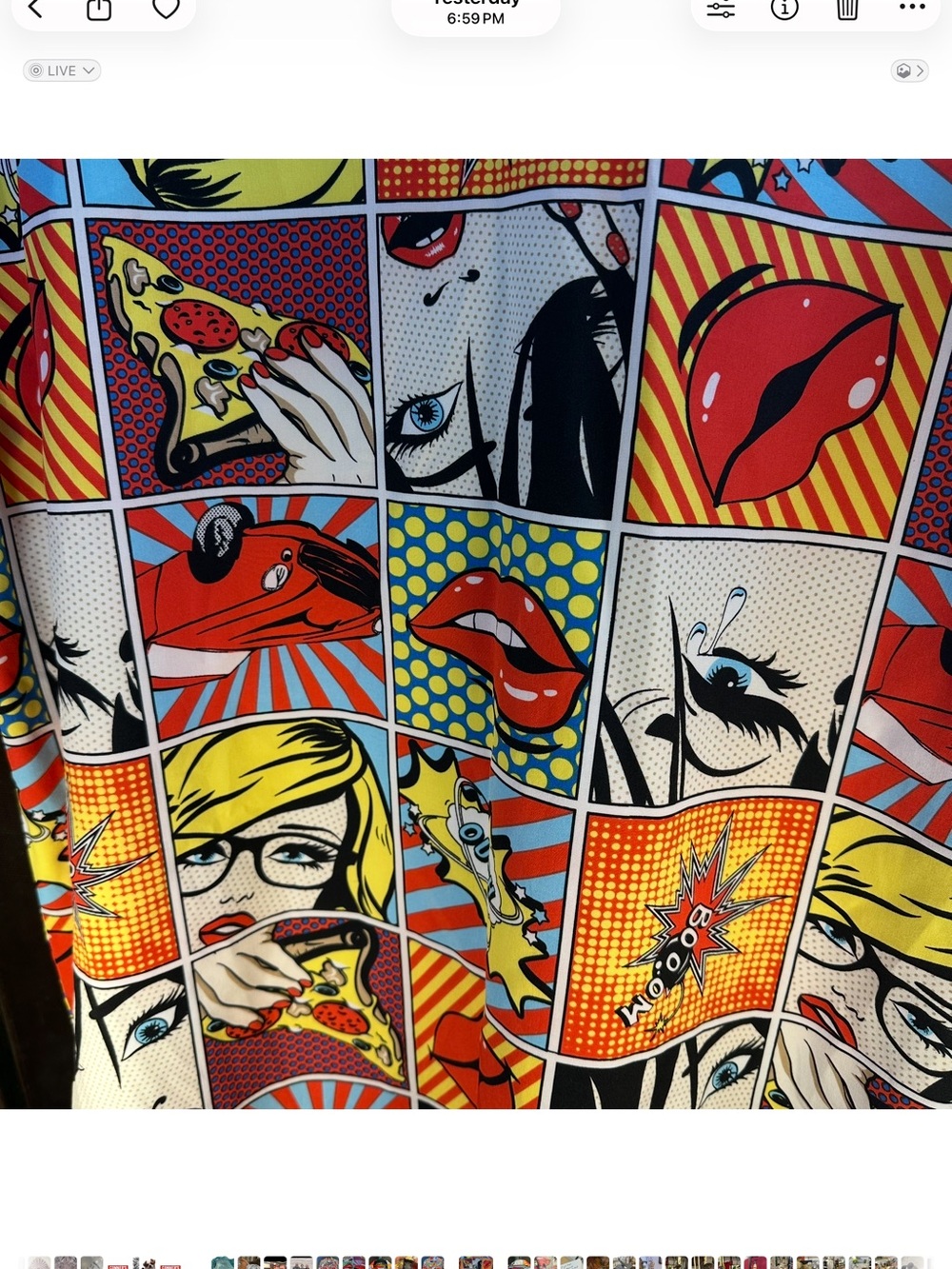 Oh Snap Drill Clothing Mens Size L Colorful Comic Cartoon Preworn Button Front - Picture 8 of 8